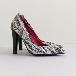 Jeffrey Campbell Theodora Pump Sz 8 Black White Splattered Ibiza Last Handmade